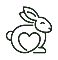 Black outline of a rabbit with a heart on a white background