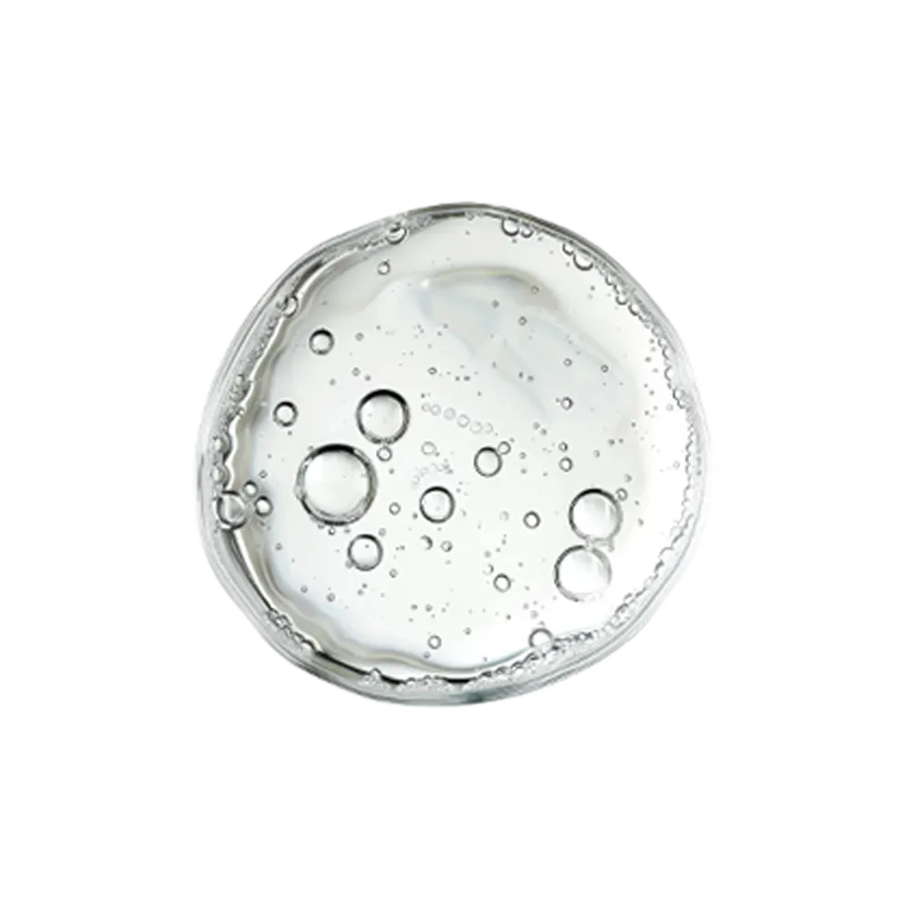Clear gel with bubbles on a white background